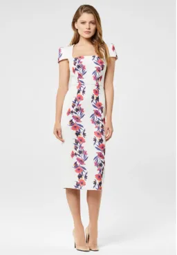 Yeojin Bae Double Crepe Floral Vine Therese Midi Dress White Size 8  for rent on The Volte - image 1