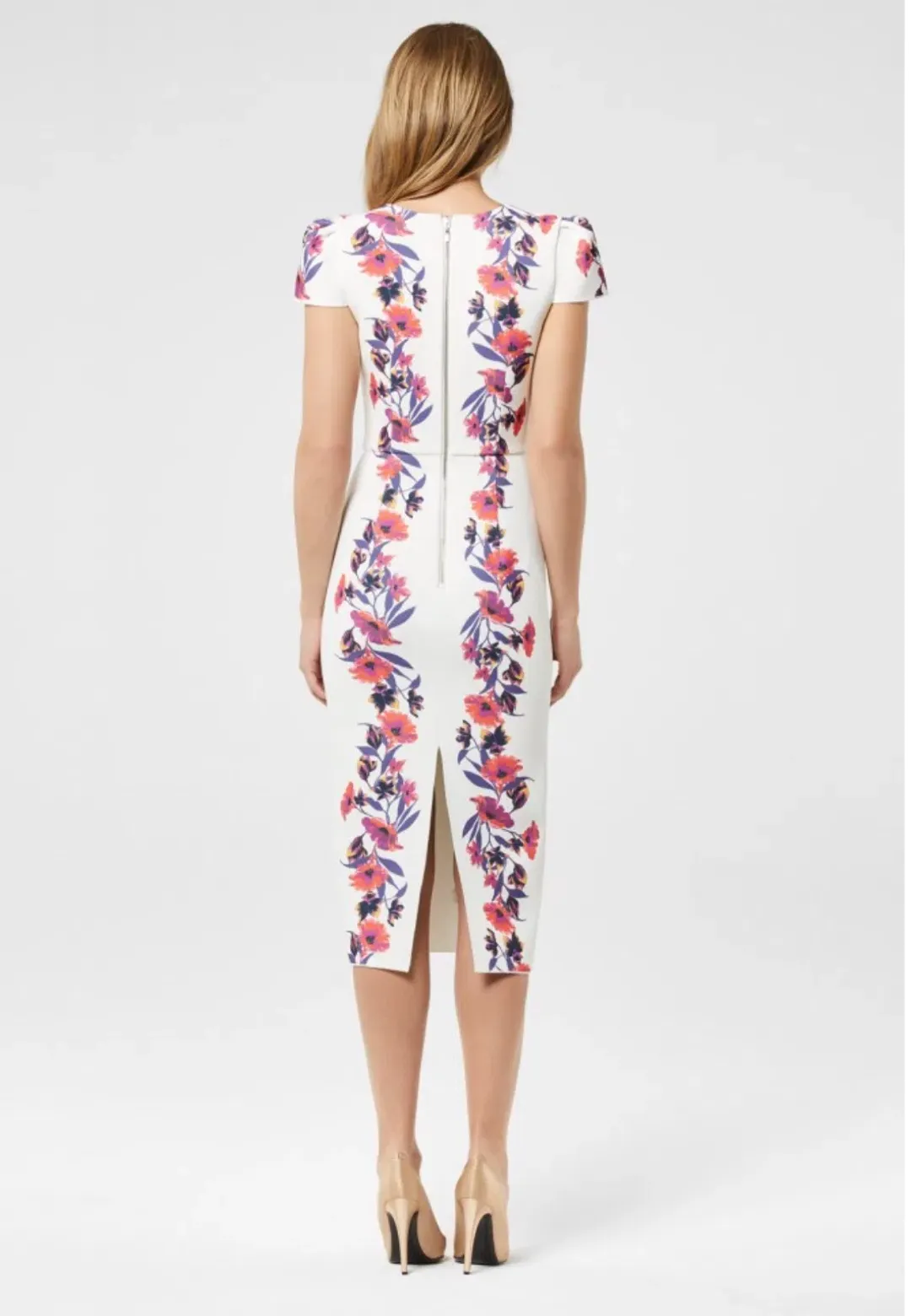 Yeojin Bae Double Crepe Floral Vine Therese Midi Dress White Size 8  for rent on The Volte - main image