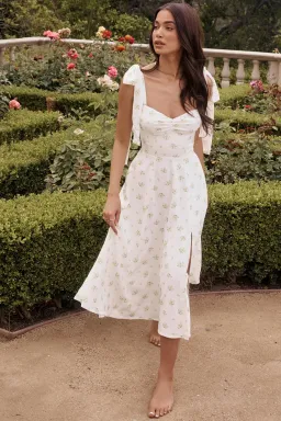 House of CB Alicia Ivory Midi Sundress White Floral Size XS / Au 6 for rent on The Volte - image 4