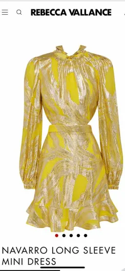 Rebecca Vallance Navarro Long Sleeve Mini Dress Yellow Size 12  for rent on The Volte - image 1