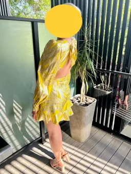 Rebecca Vallance Navarro Long Sleeve Mini Dress Yellow Size 12  for rent on The Volte - image 4