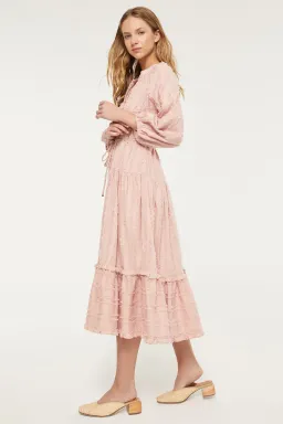 Tigerlily Okimi Charley Midi Boho Dress Whisper Pink Size 10 for rent on The Volte - image 2