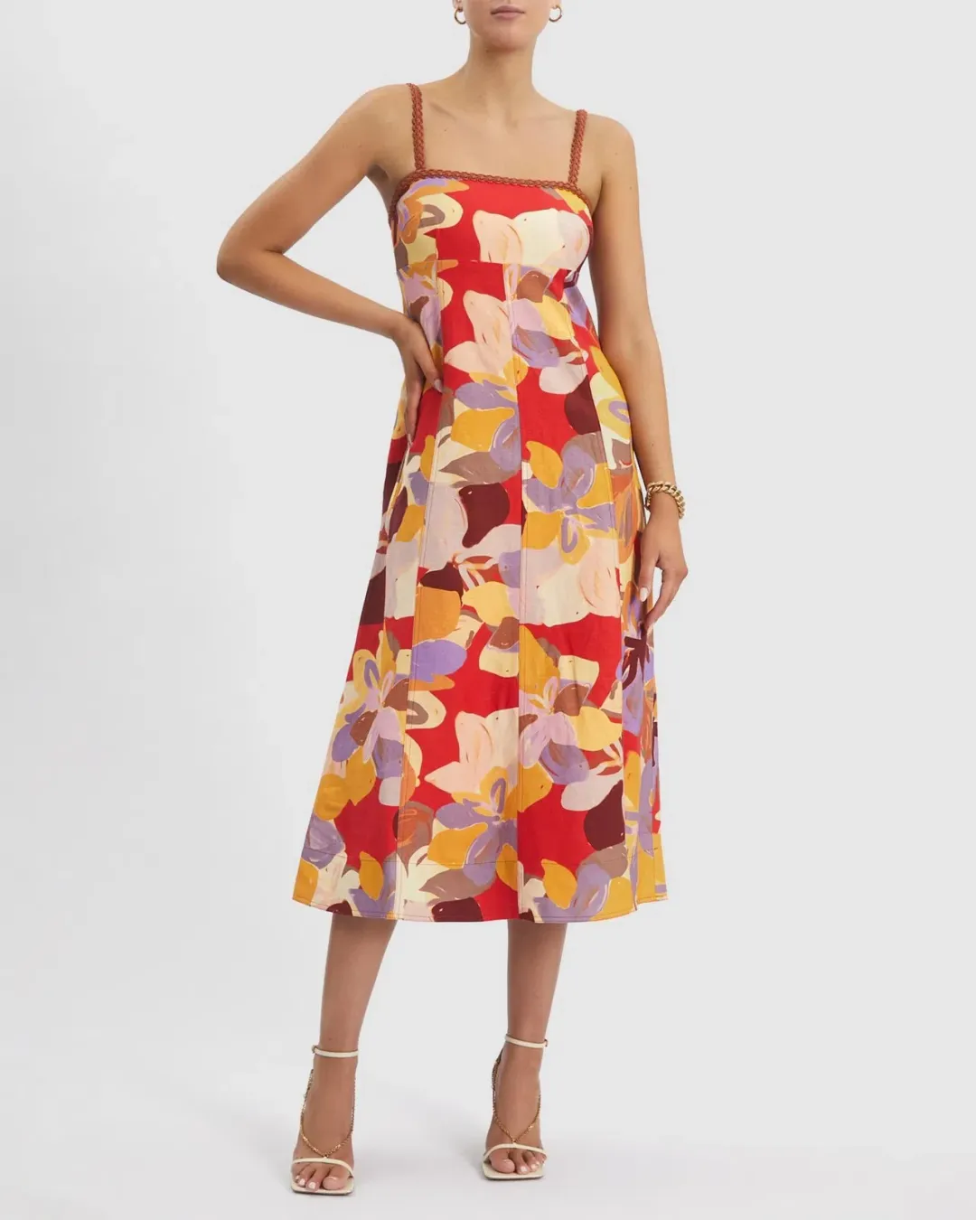 Rebecca Vallance Santiago Midi Dress in Multi Size AU 10 for rent on The Volte - main image