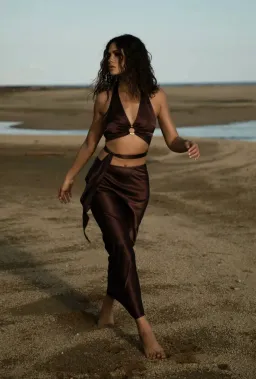 Rat & Boa Portia Top & Carlotta Skirt Set in Cocoa Size XS / Au 6 for rent on The Volte - image 1