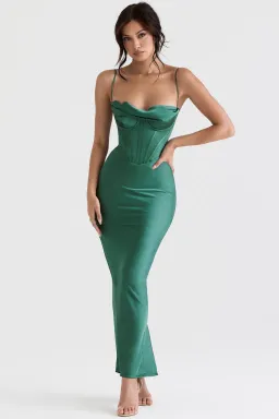 House of CB Charmaine Corset Maxi Dress Forest Green Size S / Au 8 for rent on The Volte - image 3