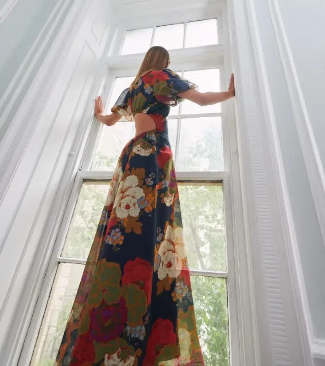 Sir the Label Bonita Puff Sleeve Gown Floral Navy Size AU 6 for rent on The Volte - main image