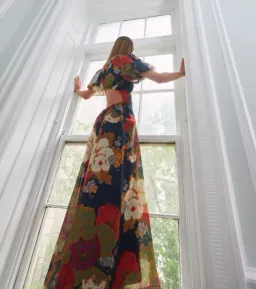 Sir the Label Bonita Puff Sleeve Gown Floral Navy Size AU 6 for rent on The Volte - image 3