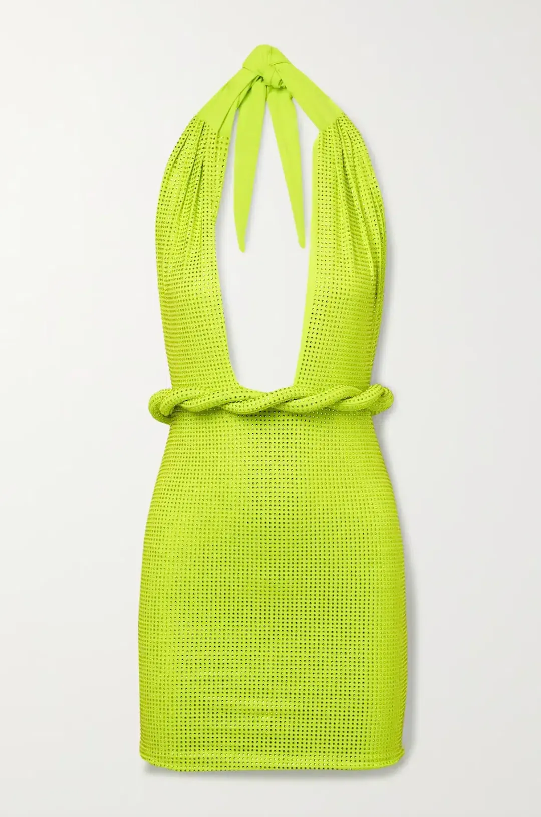 Leslie Amon Amina Belted Crystal Embellished Mini Dress Lime Green Size S / AU 6-8 for rent on The Volte - main image