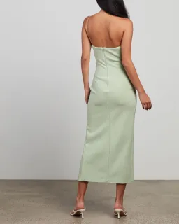 Bec & Bridge Fleur Asymmetric Midi Dress Avocado Size 8 for rent on The Volte - image 3