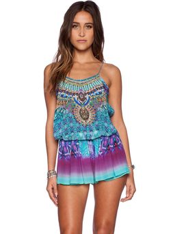 Camilla Shoestring strap playsuit Blue & Purple Sz 8 for rent on The Volte - image 1
