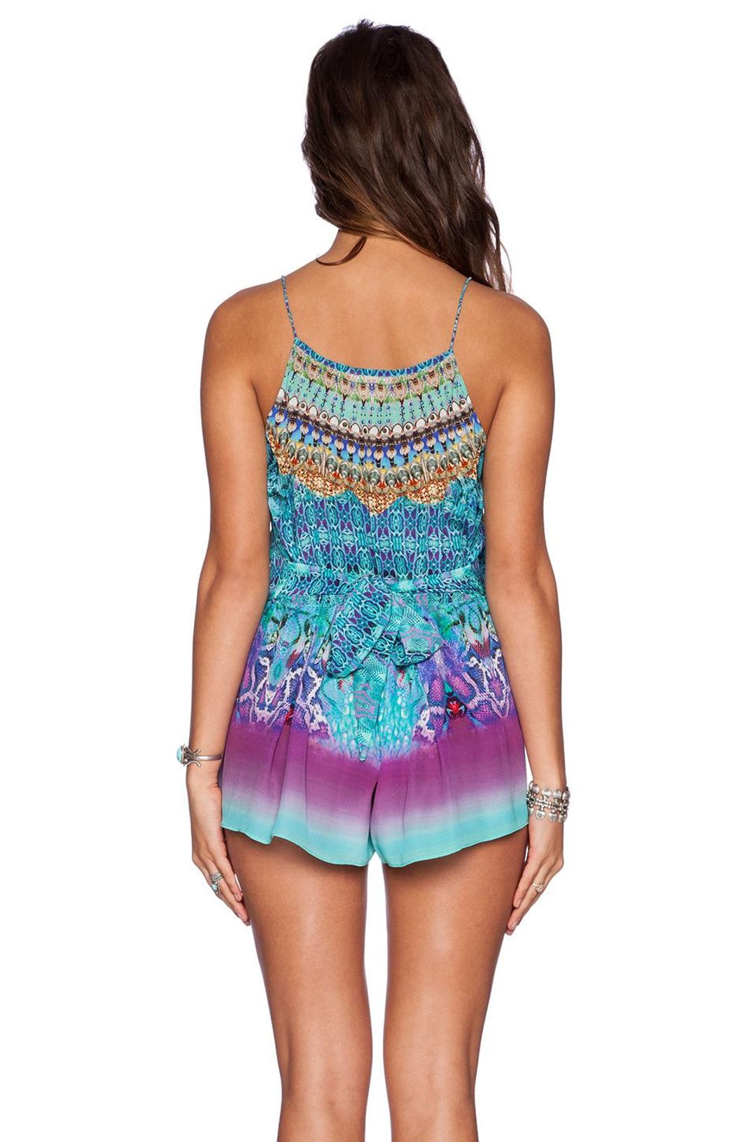 Camilla Shoestring strap playsuit Blue & Purple Sz 8 for rent on The Volte - main image