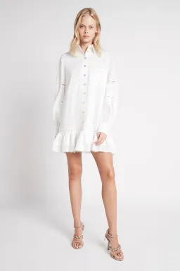 Aje Lotus Shrit Mini Dress White Size 4 for rent on The Volte - image 1