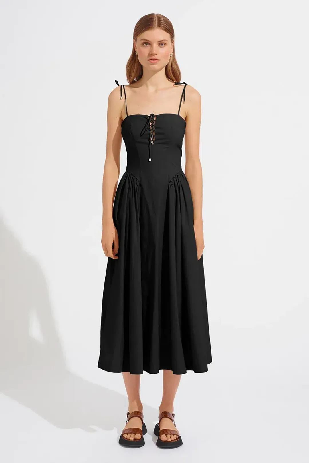 Steele the Label Midi Black Kate Dress in Black Ink Size 8 for rent on The Volte - main image