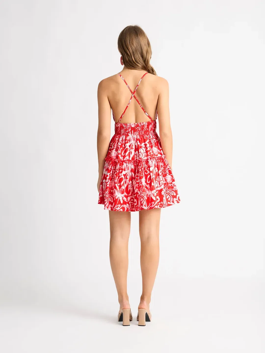 Sheike Santorini Mini Dress Red Floral Size 8 for rent on The Volte - main image