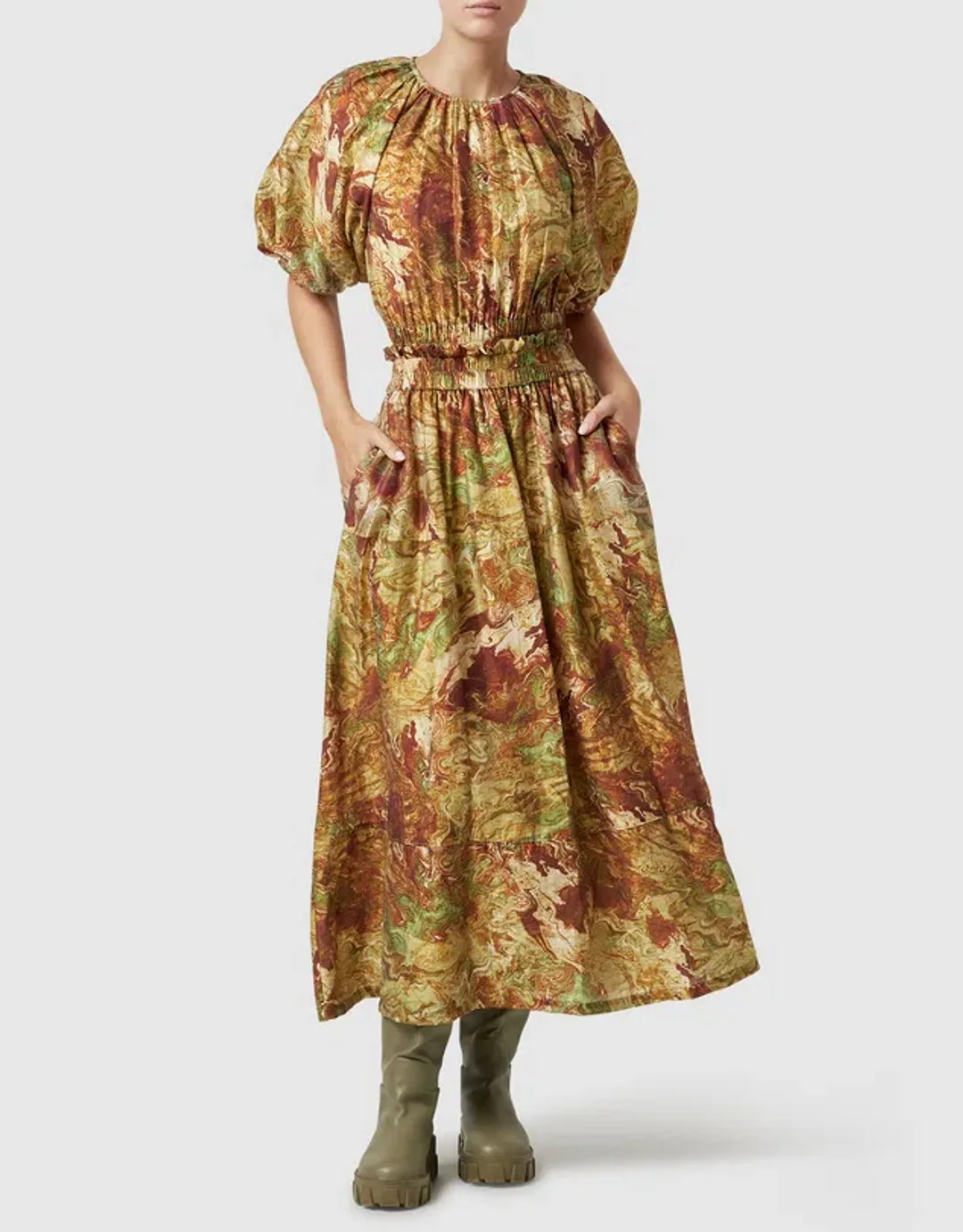 Ministry Of Style Re-Rooted Maxi Dress Brown Size AU 14 for rent on The Volte - main image