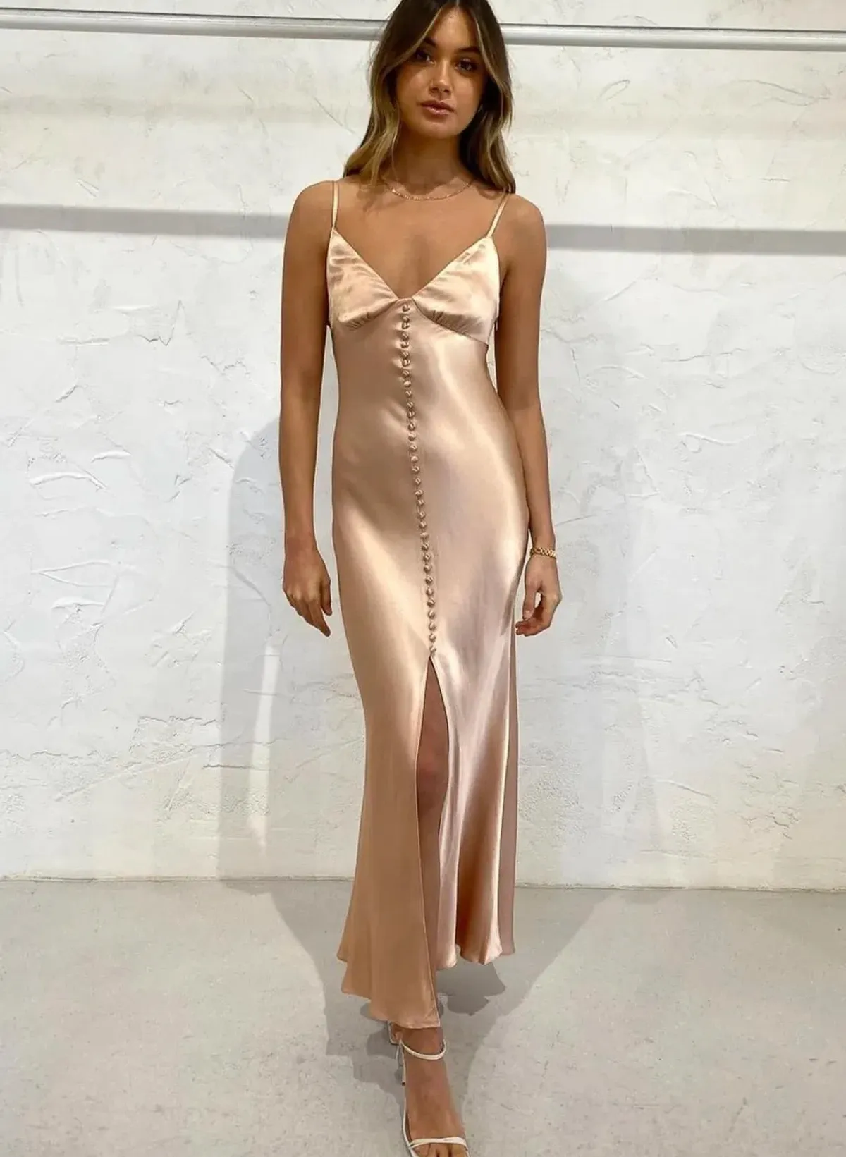 Shona Joy La Lune Bias Slip Dress in Dessert Rose Size 6 for rent on The Volte - main image