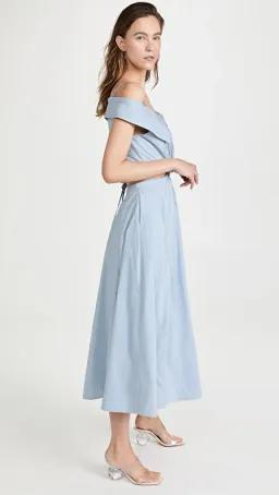 Jonathan Simkhai Ansley Cotton Poplin Midi Dress Cove Size L / Au 12-14 for rent on The Volte - image 4