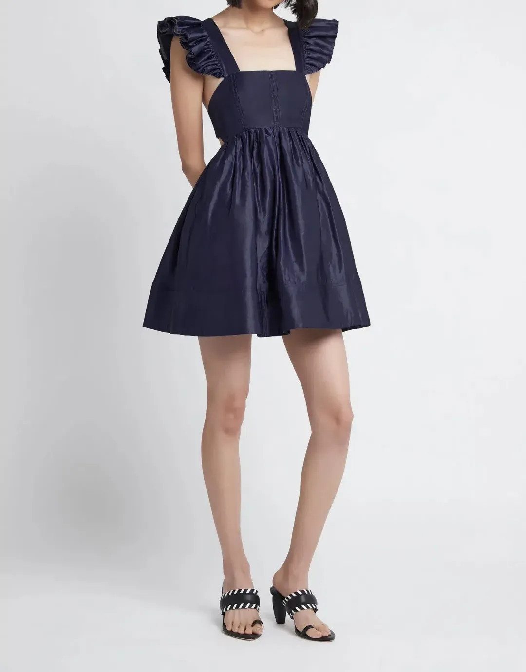 Aje Revitalise Frill Mini Dress Washed Indigo Size 6 / XS for rent on The Volte - main image