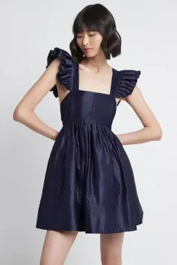 Aje Revitalise Frill Mini Dress Washed Indigo Size 6 / XS for rent on The Volte - image 2