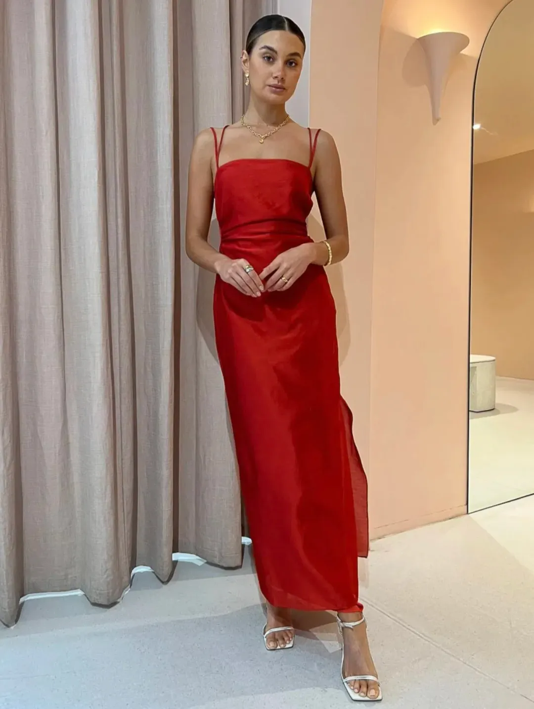 Sir the Label Lucelia Cut Out Midi Dress Red Size 10 for rent on The Volte - main image