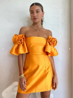 Alemais Macie Rosette Mini Dress in Saffron Yellow Size 6 for rent on The Volte - image 3