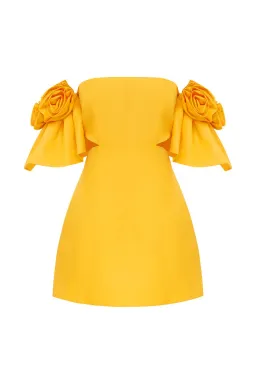 Alemais Macie Rosette Mini Dress in Saffron Yellow Size 6 for rent on The Volte - image 7