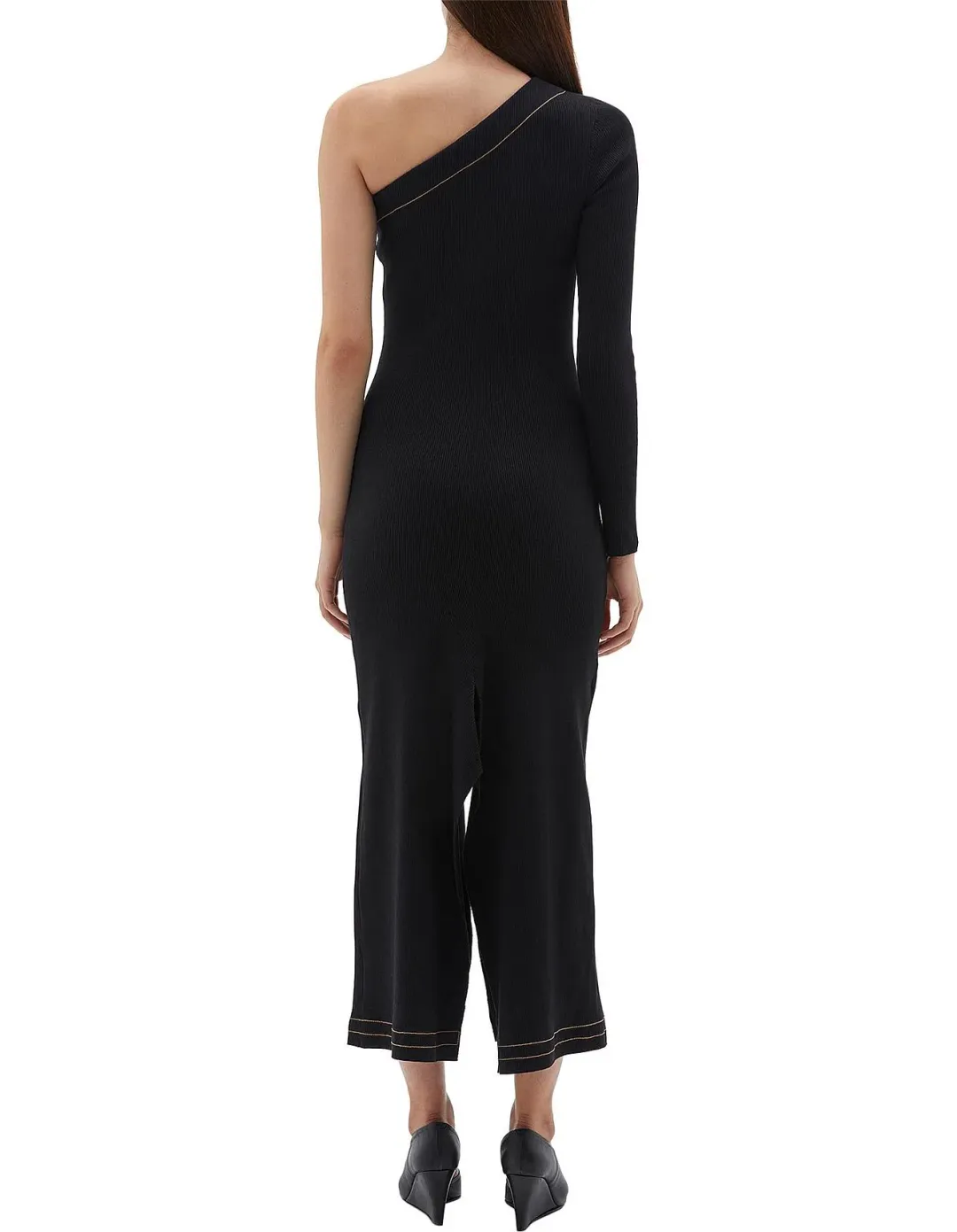 Bassike Asymmetrical One Shoulder Dress Black Size 4 for rent on The Volte - main image