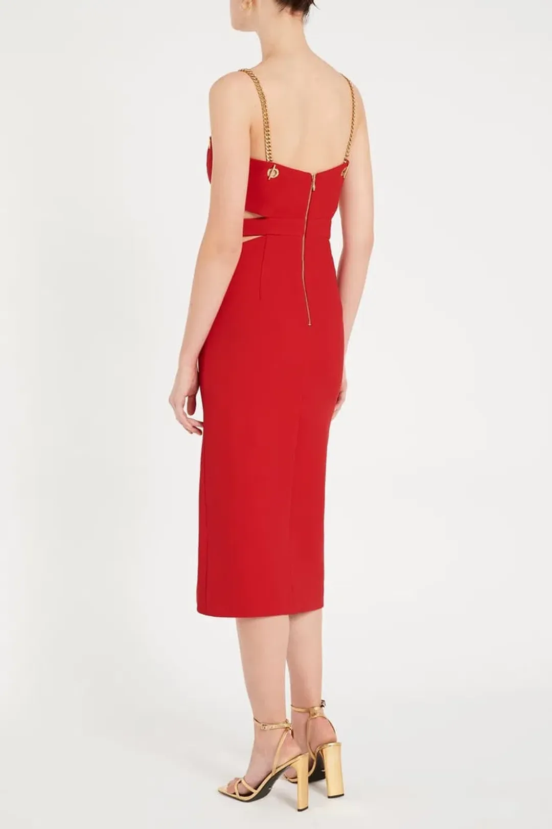 Rebecca Vallance Scarlett Chain Midi Dress Red Size 10 for rent on The Volte - main image