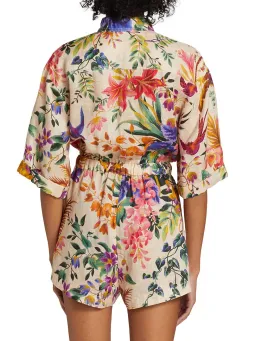 Zimmermann Tropicana Utility Playsuit in Cream Floral size 1 / Au 10 for rent on The Volte - image 4