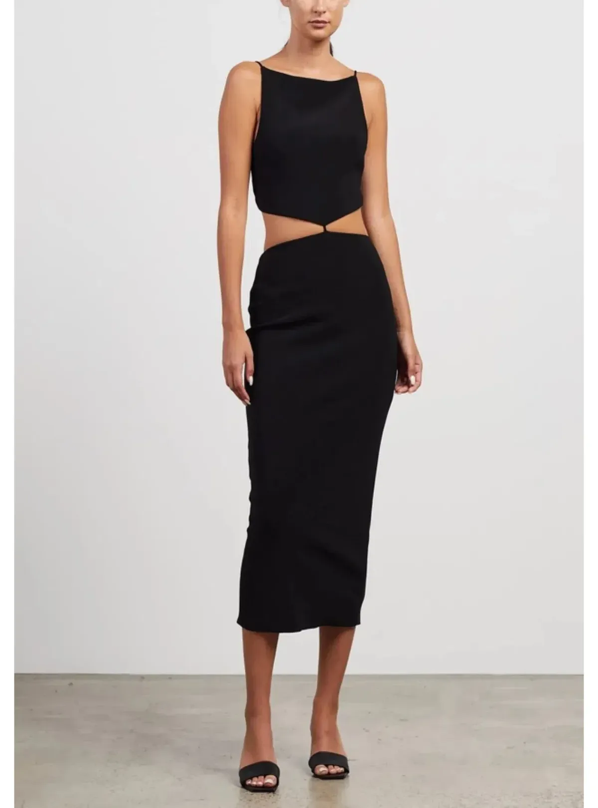 Bec & Bridge Scout Cut Out Midi Dress Black Size AU 6 for rent on The Volte - main image