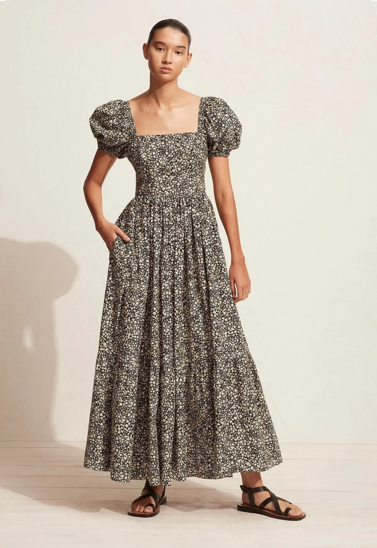 Matteau Tiered Peasant Dress Black Size AU 8 for rent on The Volte - main image