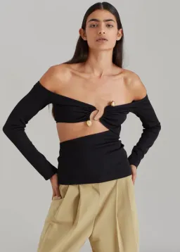 Christopher Esber Distort Quartz Shoulderless Top Black Size 6  for rent on The Volte - image 2