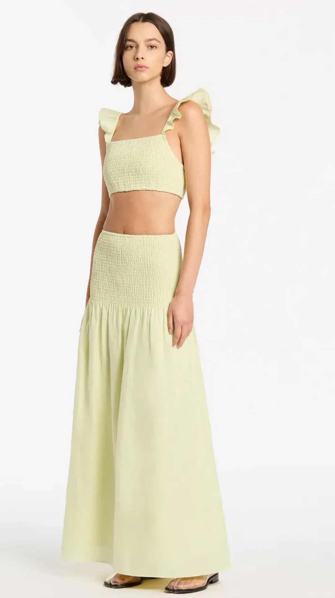 Sir The Label Francesca Shirred Crop Top Size 0 and Maxi Skirt Size 1 Set Yellow for rent on The Volte - main image
