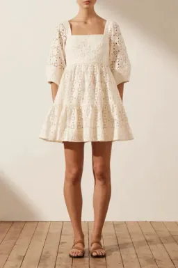 Shona Joy Fryda Square Neck Mini Dress Cream Size Small / AU 8 for rent on The Volte - image 1