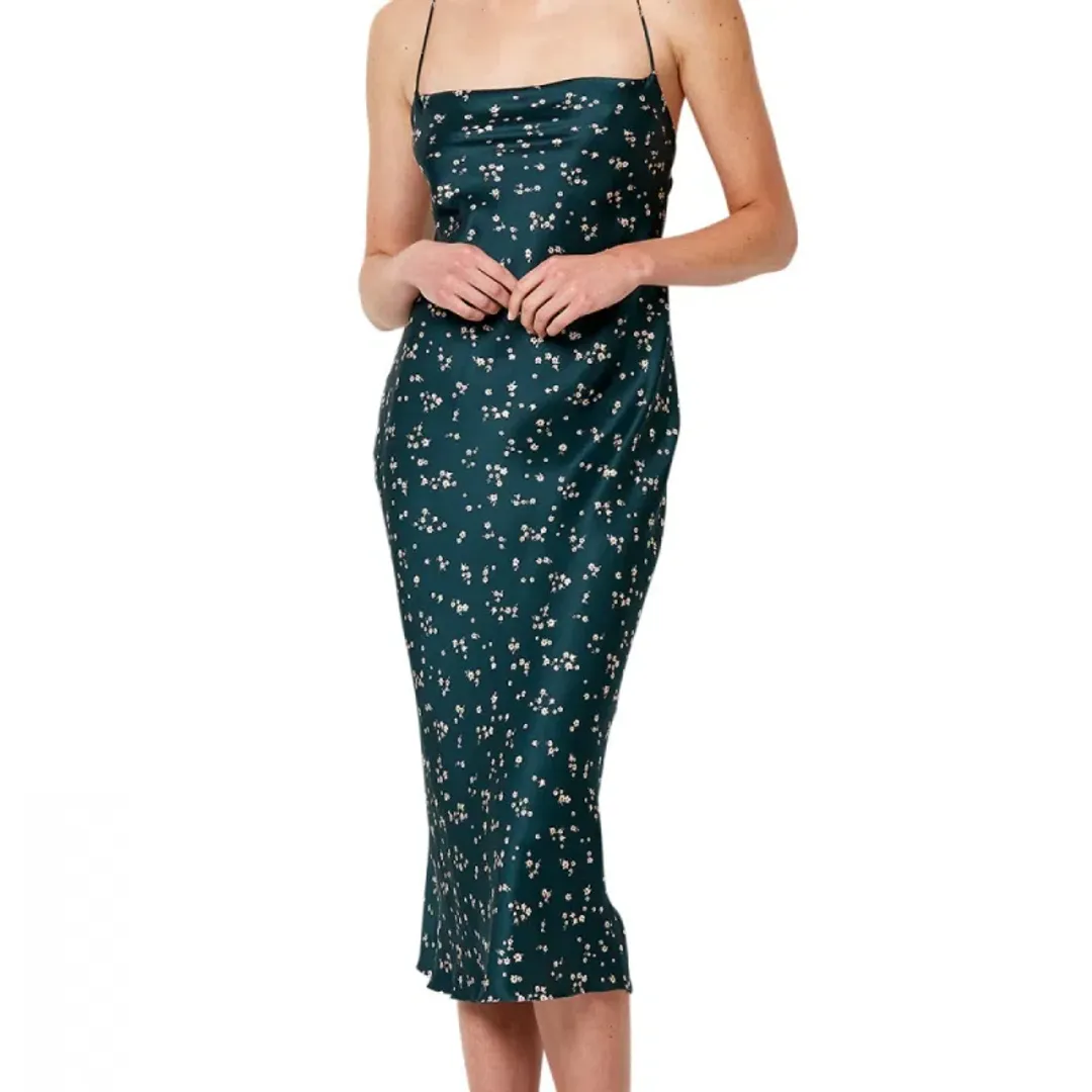 Bec & Bridge Jardin Midi Slip Dress in Green Size AU 6  for rent on The Volte - main image