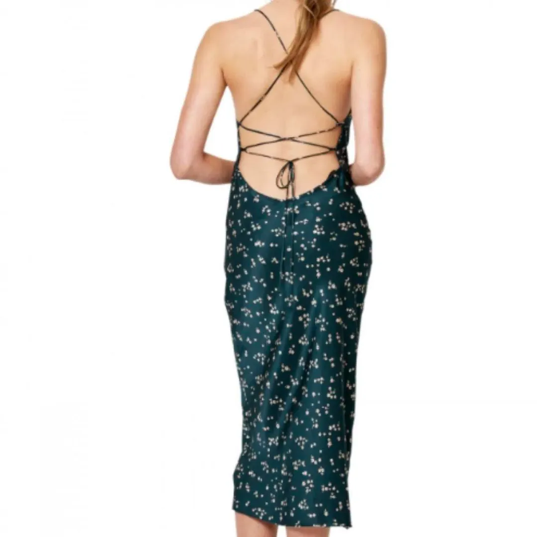 Bec & Bridge Jardin Midi Slip Dress in Green Size AU 6  for rent on The Volte - main image