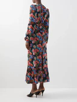 The Vampire’s Wife The Villanelle floral-print crepe dress Pink Size 14 for rent on The Volte - image 4