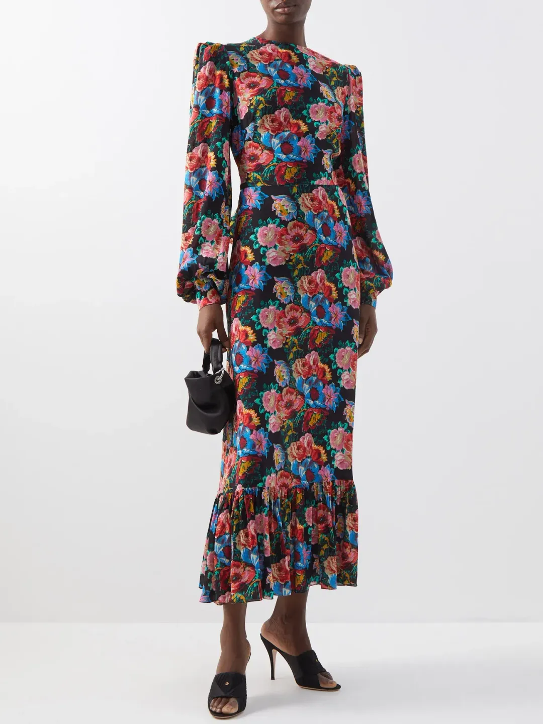 The Vampire’s Wife The Villanelle floral-print crepe dress Pink Size 14 for rent on The Volte - main image