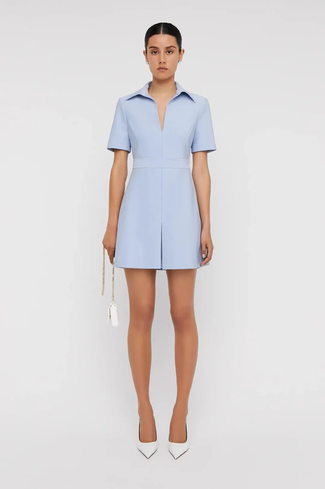 Scanlan Theodore Italian Milano Pleat Dress Blue Size AU 6  for rent on The Volte - main image