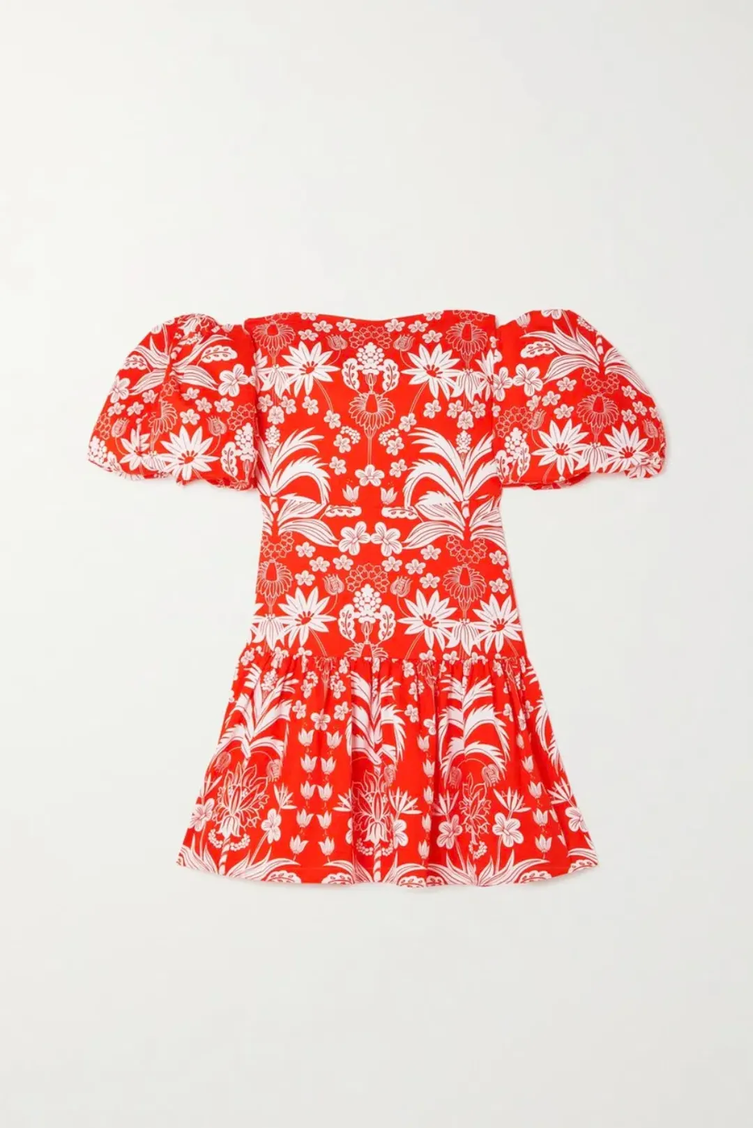 Borgo De Nor Ziggy Off The Shoulder Floral Print Mini Dress Red Size AU 8 for rent on The Volte - main image