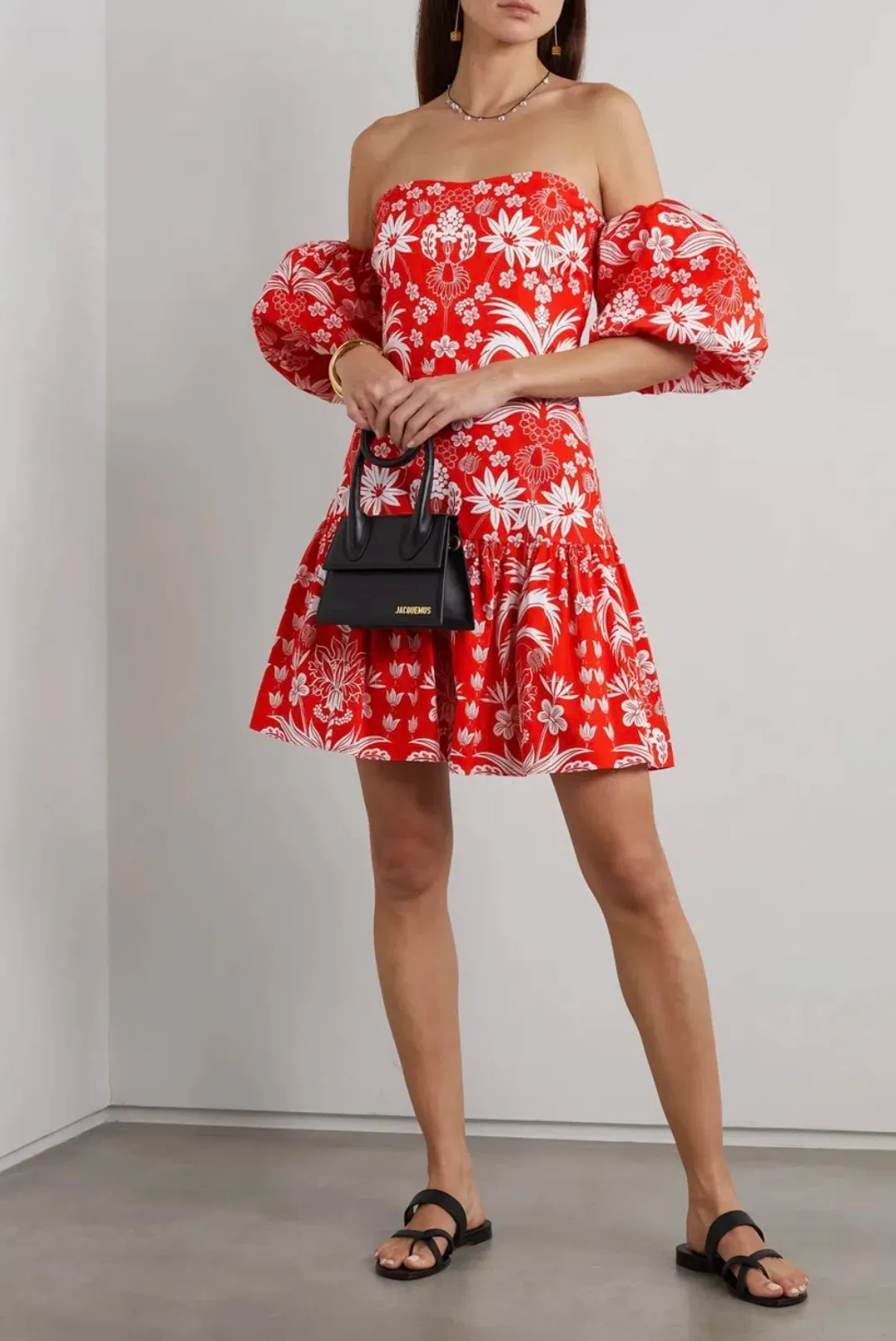 Borgo De Nor Ziggy Off The Shoulder Floral Print Mini Dress Red Size AU 8 for rent on The Volte - main image