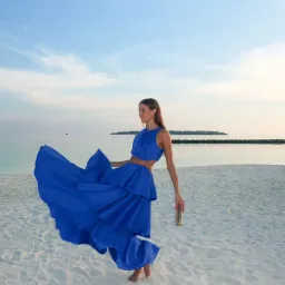 Aje Wave Cut Out Ring Midi Dress Blue Size 12 / L for rent on The Volte - image 3