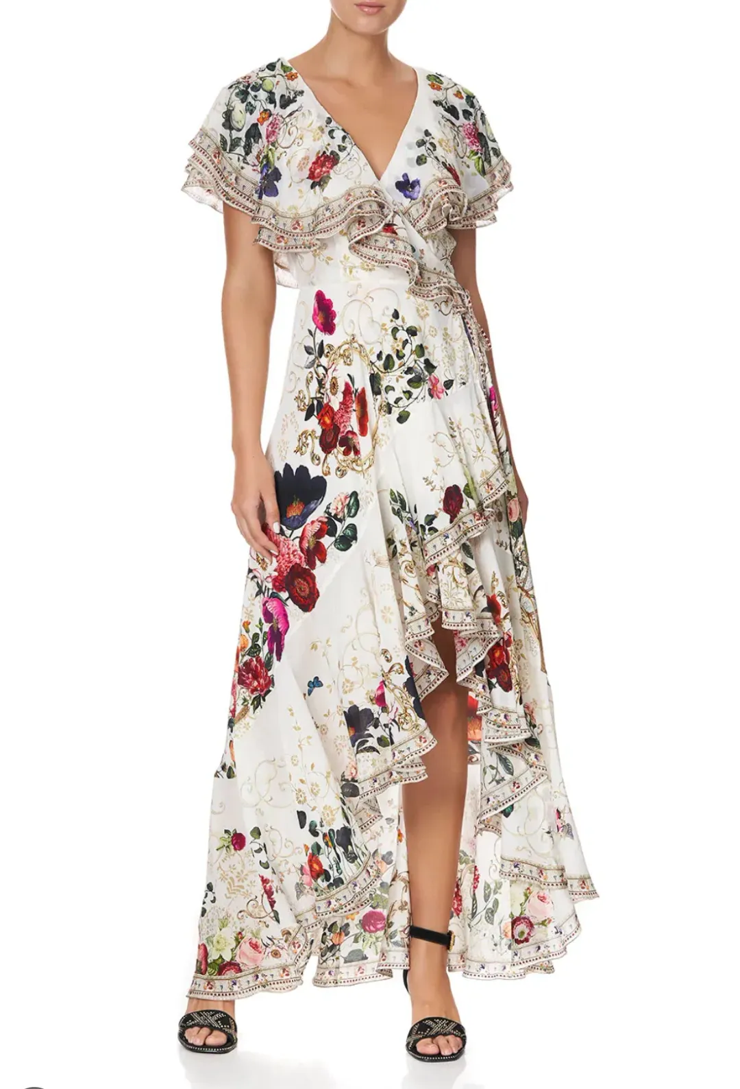 Camilla Frill Sleeve Long Dress in Fairy Godmother Print Size 8  for rent on The Volte - main image