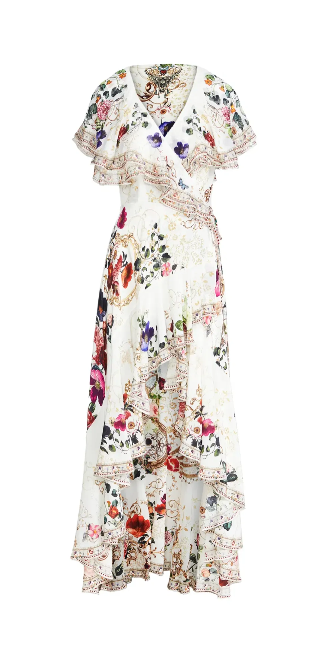 Camilla Frill Sleeve Long Dress in Fairy Godmother Print Size 8  for rent on The Volte - main image