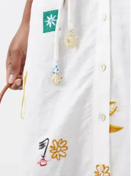 Alemais Soleil Embroidered Linen Shirtdress Print Size 12 for rent on The Volte - image 4