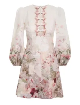 Zimmermann Dancer Hummingbird Mini Dress Alabaster Garden Floral Size 0 / Au 8 for rent on The Volte - image 3
