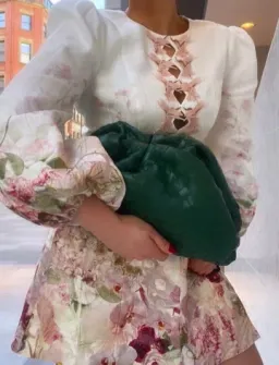 Zimmermann Dancer Hummingbird Mini Dress Alabaster Garden Floral Size 0 / Au 8 for rent on The Volte - image 2