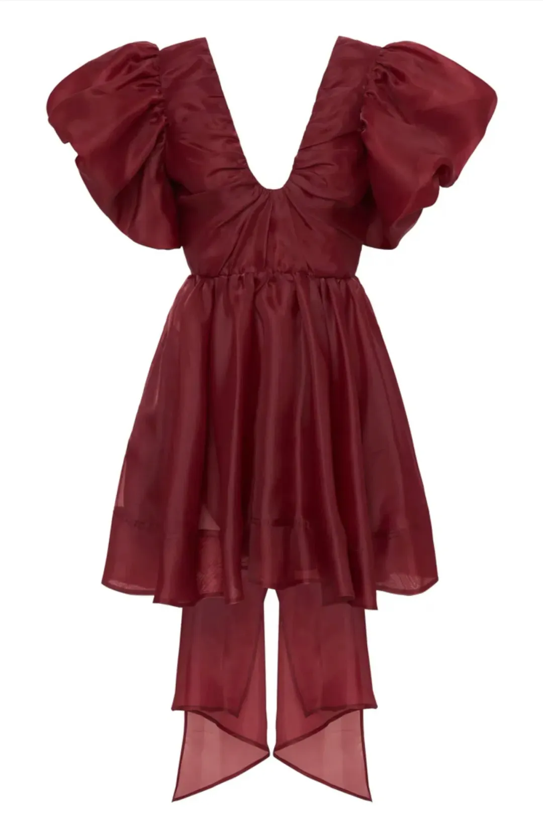 Aje Gretta Organza Mini Dress Burgundy Size 8 / S for rent on The Volte - main image