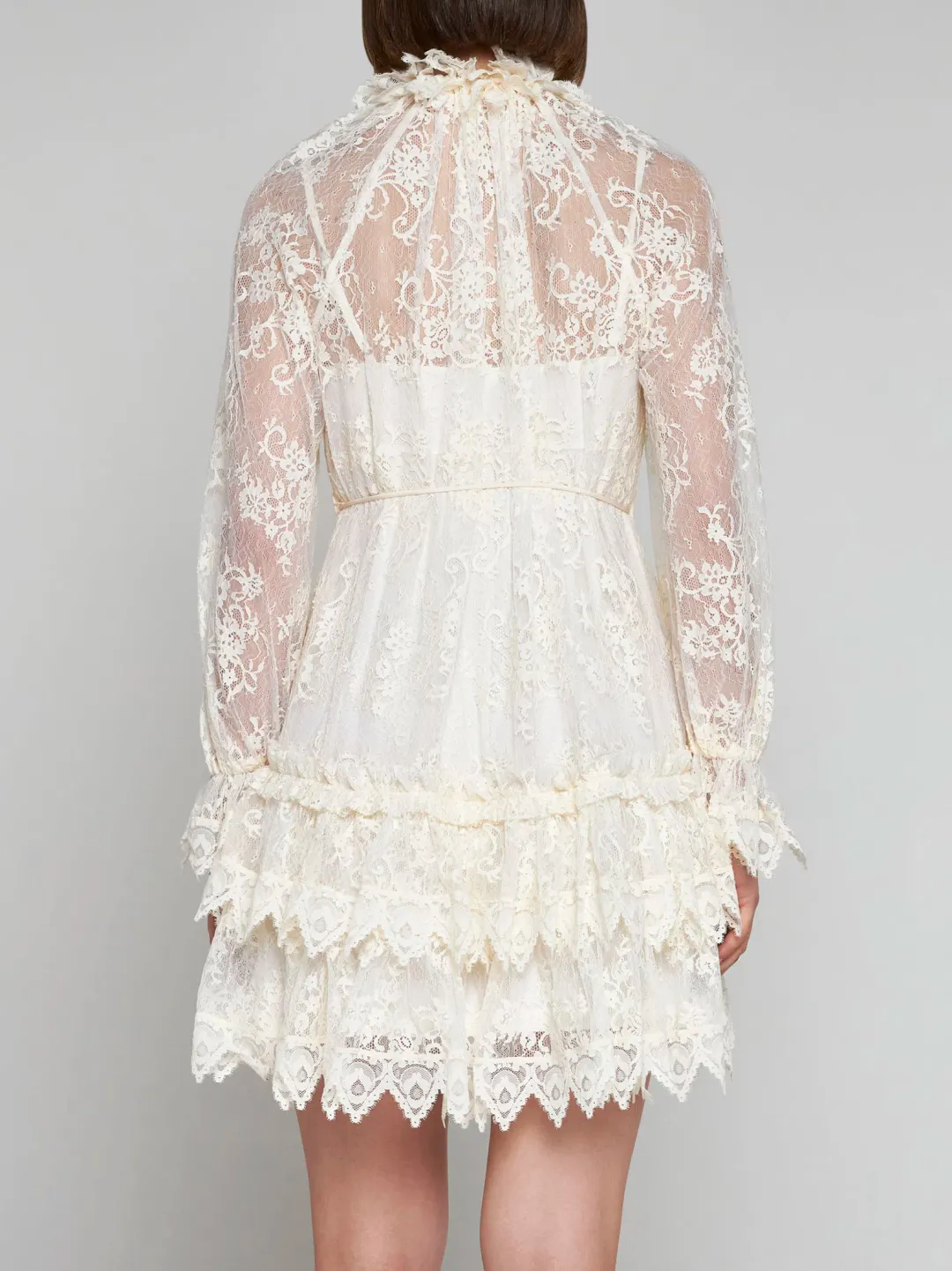Zimmermann Lace Swing Mini Dress Cream Size 8 for rent on The Volte - main image