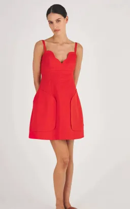 Oroton Short Scallop Dress Red Size AU 12 for rent on The Volte - image 1